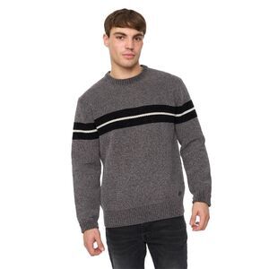 Crosshatch Mens Roundall Chenille Knitted Sweater / Grey Marl